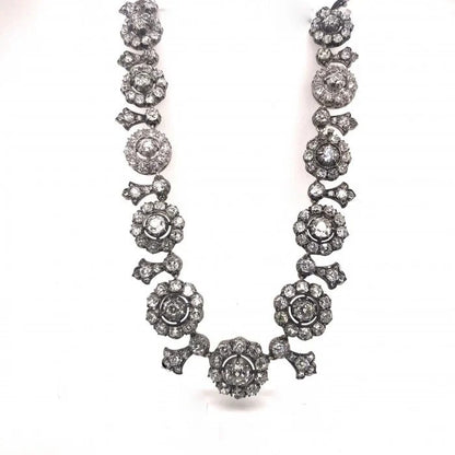 Antique Victorian Diamond Cluster Tiara Necklace, 27 carats