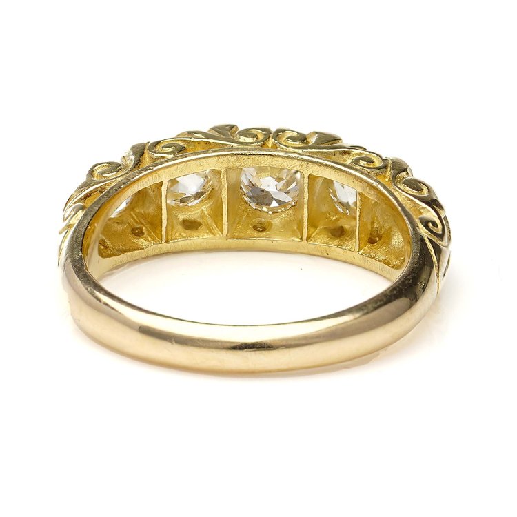 Antique Victorian 0.75ct Old Cut Diamond Five Stone Ring in 18ct Yellow Gold