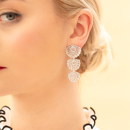 Rose Cut Diamond Orchid Drop Earrings, 8.51 carat total