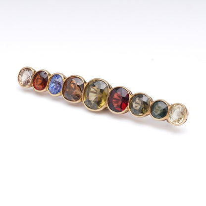Vintage Multi Gemstone Bar Brooch
