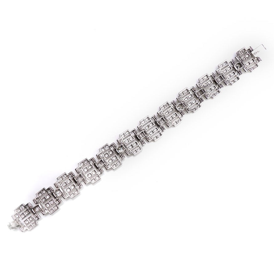 Vintage 1940s Diamond Bracelet in 18ct White Gold, 12.74 carats