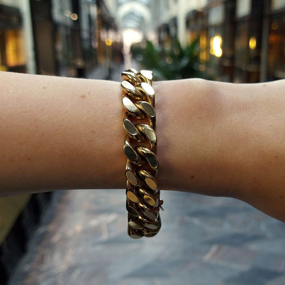 Heavy Cuban Link Chain Bracelet in 14ct Yellow Gold