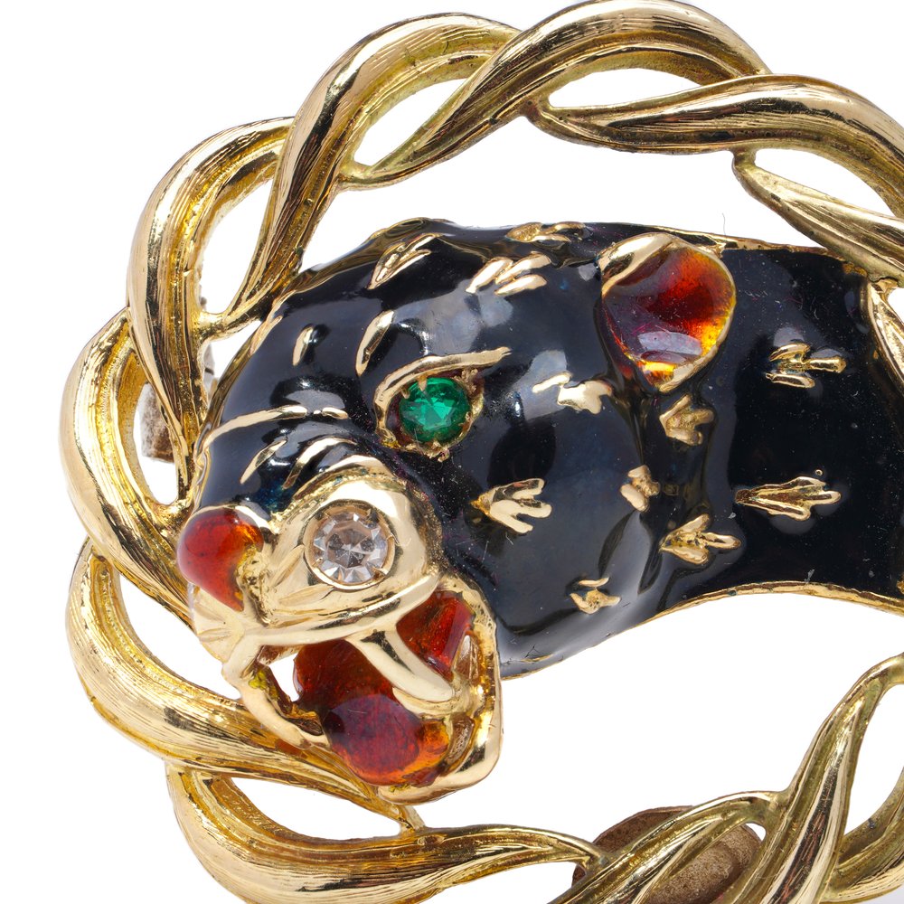 Frascarolo Gold and Enamel Panther Brooch