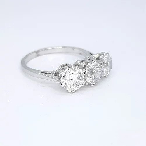 3.06ct Diamond Three Stone Ring in 18ct White Gold