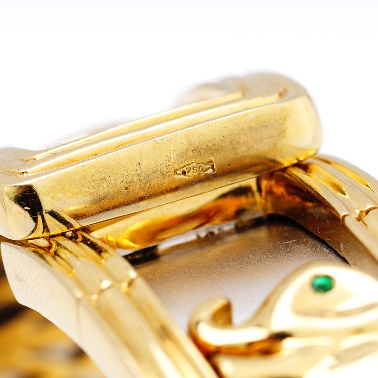 Vintage 18ct Gold Bangle Bracelet with Diamond Set Elephants