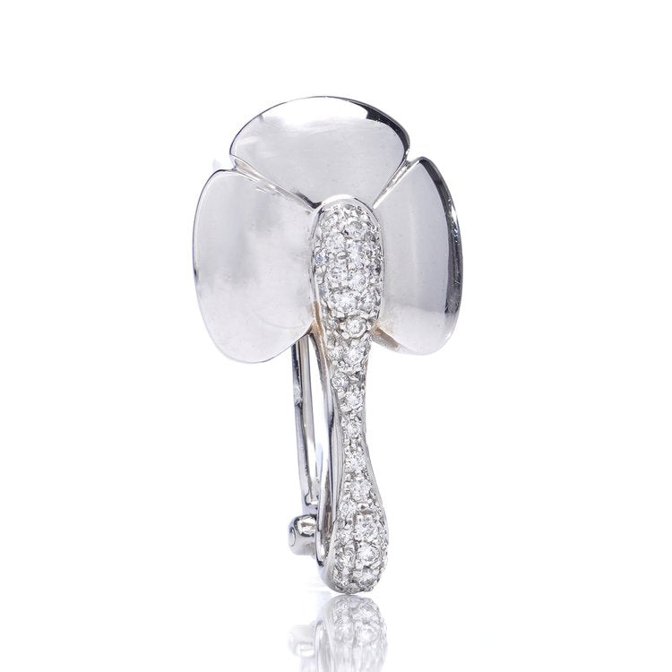 Chaumet 18ct White Gold Diamond Flower Pin Brooch Pendant