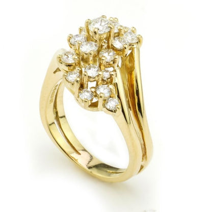 Vintage 1.37ct Diamond Cluster Ring in 18ct Yellow Gold