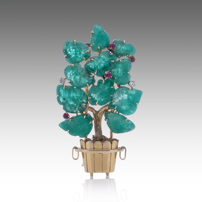 Lacloche Carved Emerald Brooch by Jean Thierry Bondt
