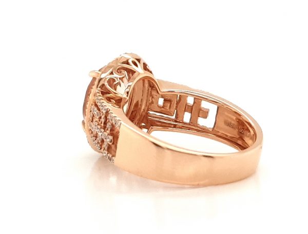 2.54ct Oval Morganite and Diamond Cluster Dress Ring in 18ct Rose Gold