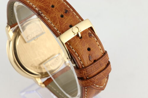 Omega De Ville Prestige 18ct Rose Gold 39mm Automatic Chronometer, Ref 4614.30.02, silver dial, Roman numerals, small seconds, sapphire crystal, on a brown leather strap with 18ct Omega pin buckle, with Omega papers and tag