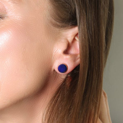 Vintage Lapis Lazuli and Diamond Cluster Day and Night Earrings; round cabochon-cut natural lapis lazuli surrounded by removeable 2.46ct diamond cluster, in 18ct yellow gold, Circa 1970s