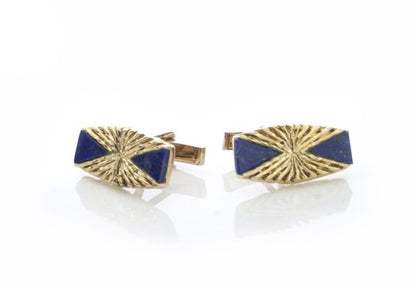Kutchinsky Vintage Lapis Lazuli and 18ct Yellow Gold Cufflinks, in original box, Circa 1970s