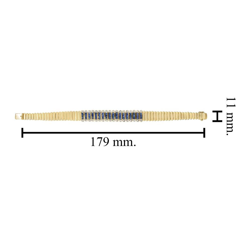 4.09ct French Cut Sapphire and Diamond Bracelet in 18ct Yellow Gold