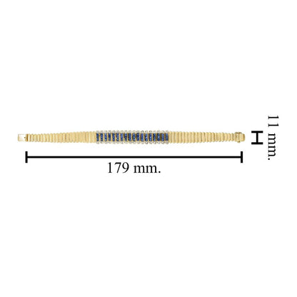 4.09ct French Cut Sapphire and Diamond Bracelet in 18ct Yellow Gold