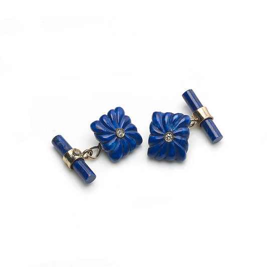 Diamond Set Lapis Lazuli Cufflinks