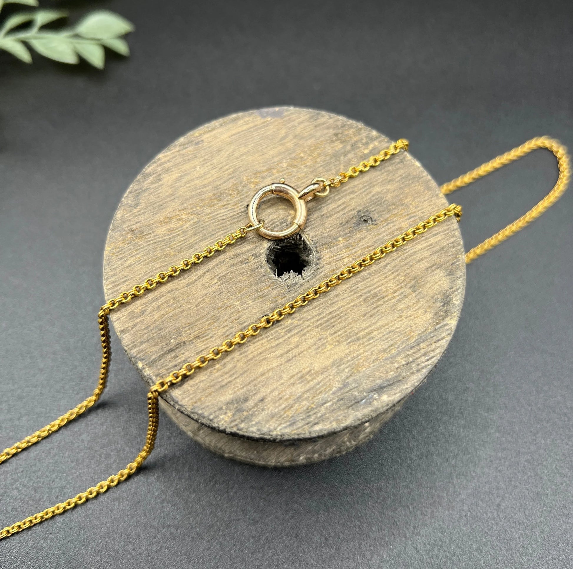 A yellow gold rolo link chain necklace