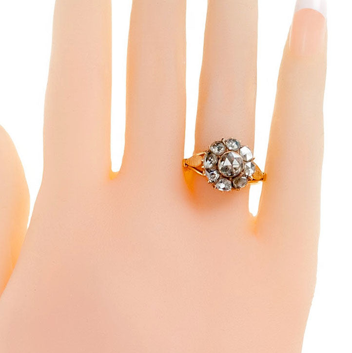 Victorian 18 Carat Yellow Gold Rose-Cut Diamond Cluster Ring