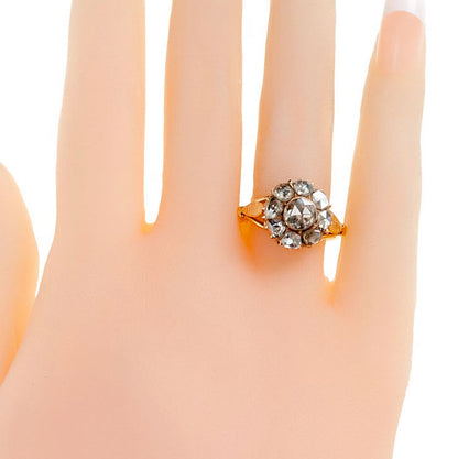 Victorian 18 Carat Yellow Gold Rose-Cut Diamond Cluster Ring