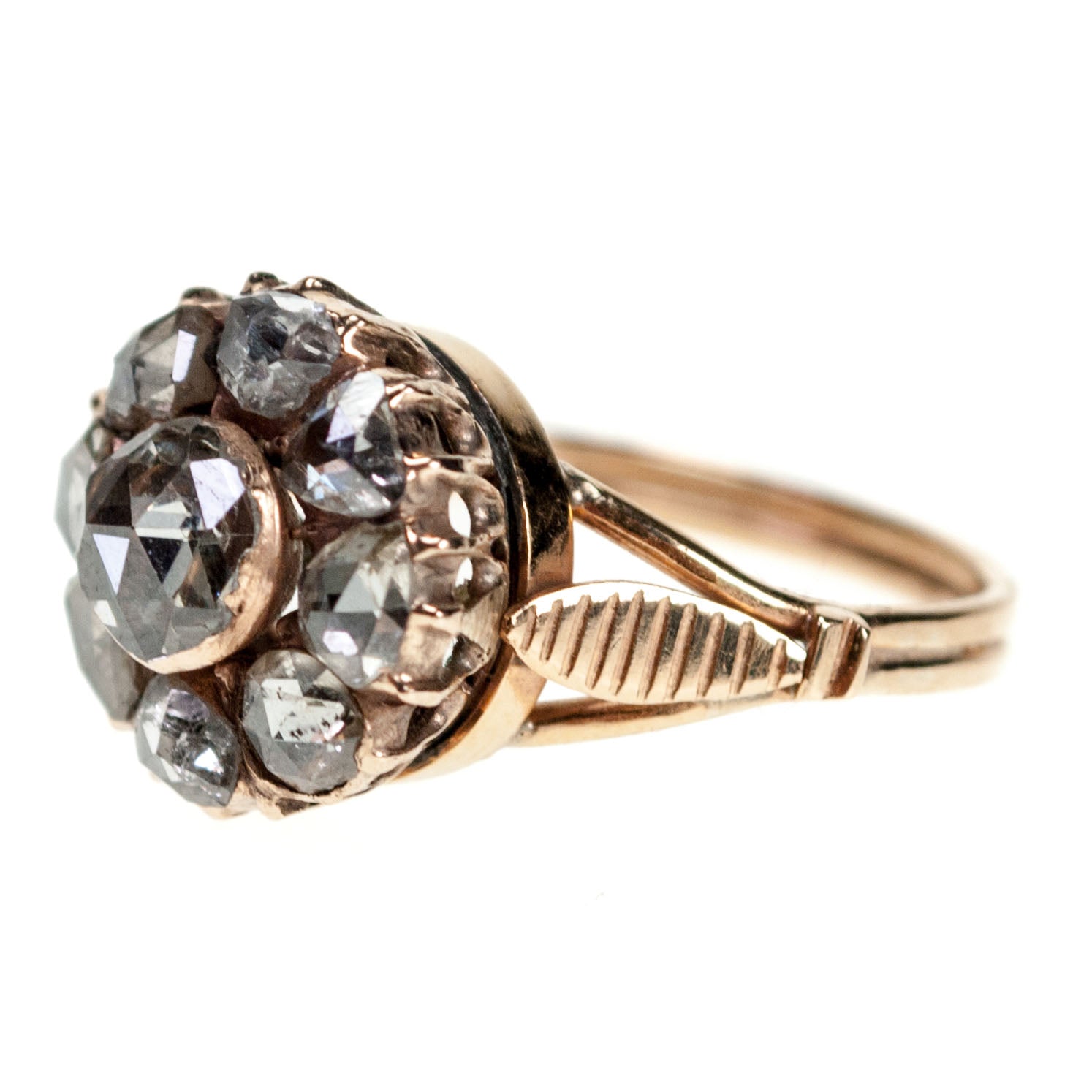 Victorian 18 Carat Yellow Gold Rose-Cut Diamond Cluster Ring