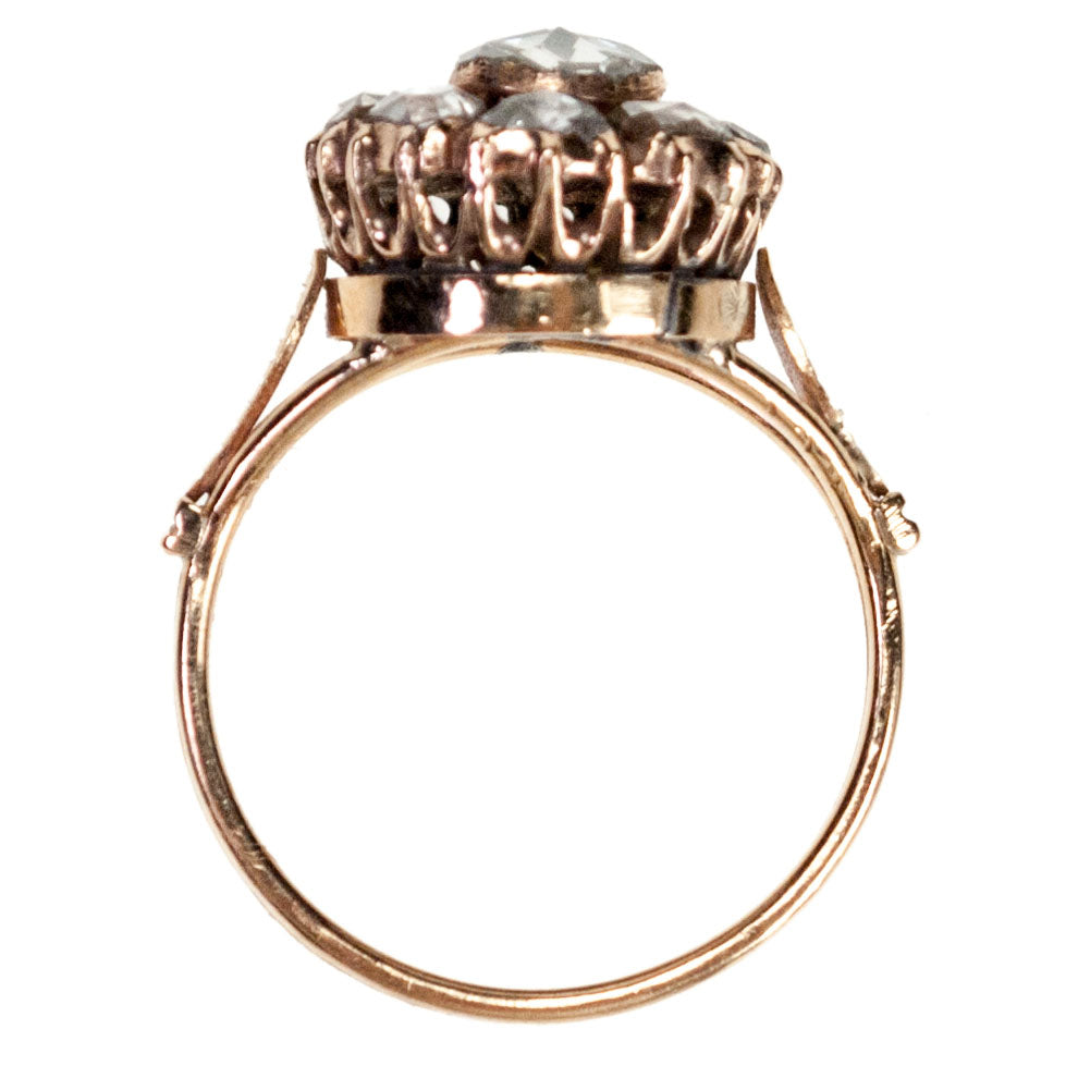 Victorian 18 Carat Yellow Gold Rose-Cut Diamond Cluster Ring