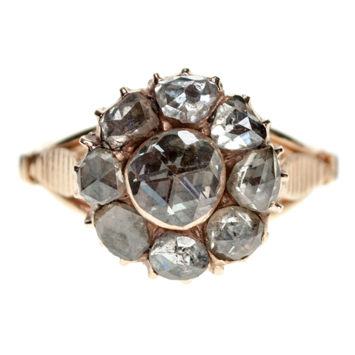 Victorian 18 Carat Yellow Gold Rose-Cut Diamond Cluster Ring