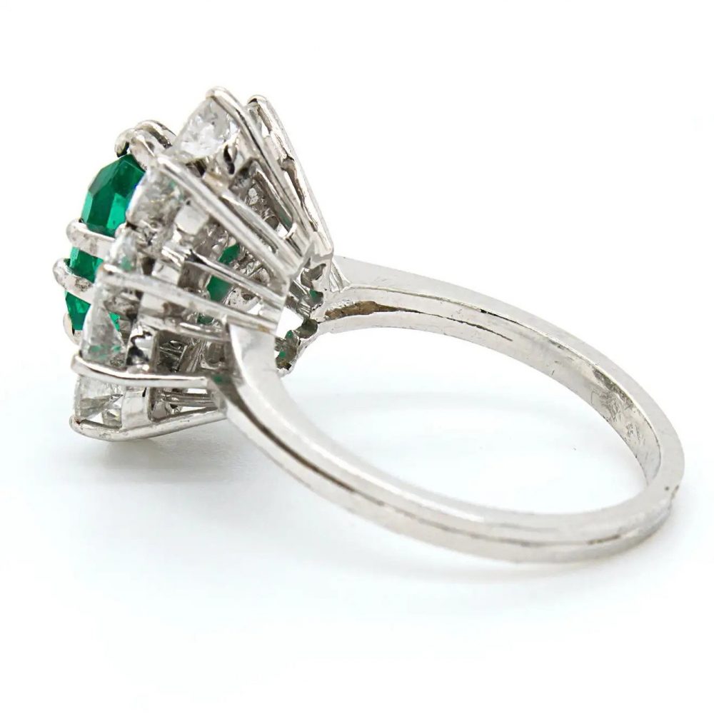 1.88ct Colombian Emerald and Diamond Cluster Ring