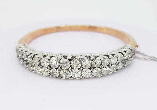 Antique Old Cut Diamond Bangle / Mini Tiara, 11.00 carat total, 18ct white gold