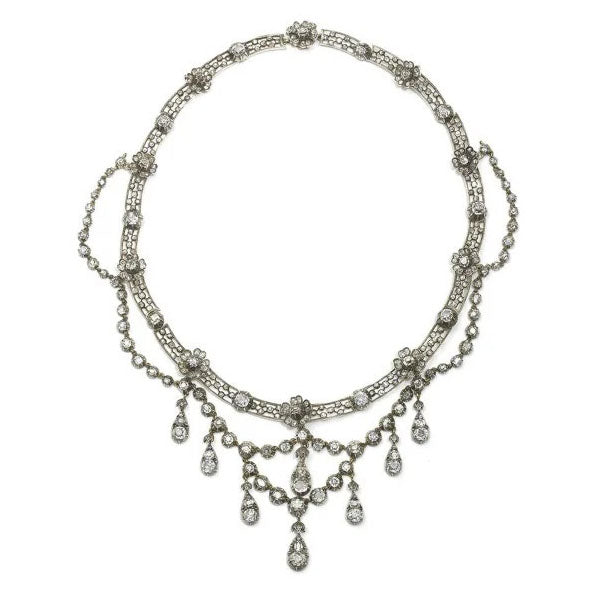 Antique German Belle Epoque 20cts Diamond Necklace By Royal Court Jewellers H Buckmann, Circa 1905
