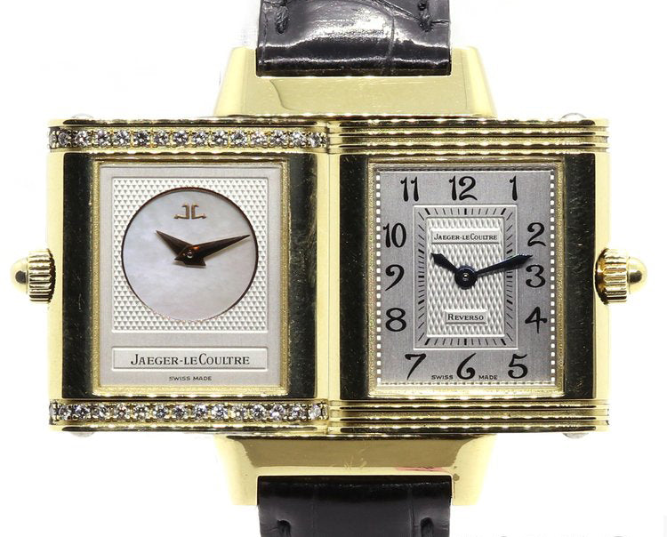 Jaeger LeCoultre Reverso Duetto 18ct Yellow Gold Ladies Manual Watch with Diamonds, Ref 266.1.44