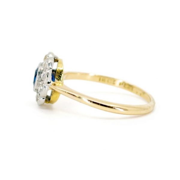 Antique Edwardian Sapphire and Diamond Flower Cluster Ring, 0.80cts