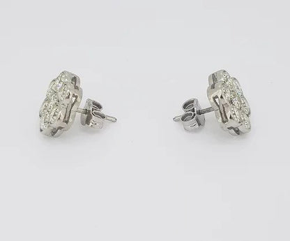 Diamond Daisy Flower Cluster Earrings, 2.25 carat total, 18ct white gold, post and butterfly fittings