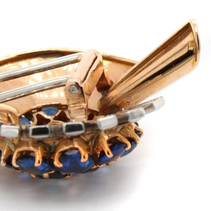 Vintage Retro 1940s Sapphire Citrine and Diamond Comet Spray Brooch by Sasportas