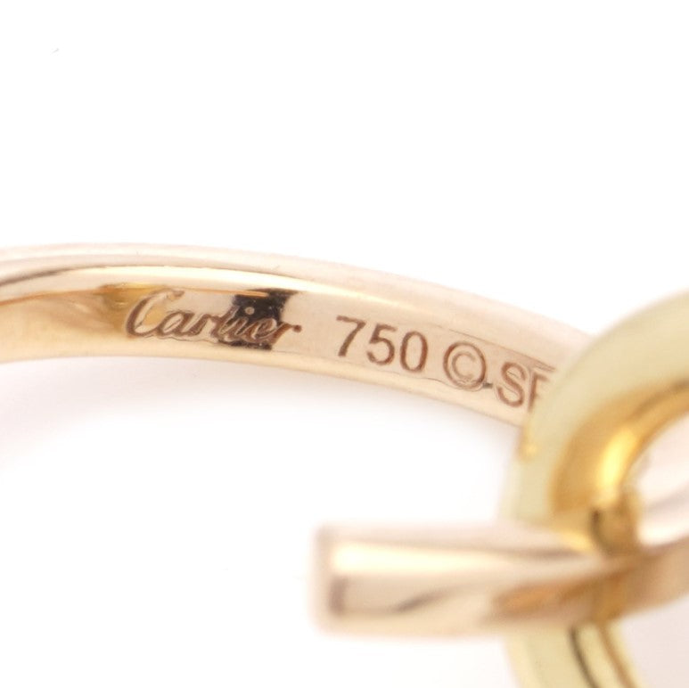 Vintage Cartier Tri Colour Gold Trinity and Diamond Hoop Drop Earrings