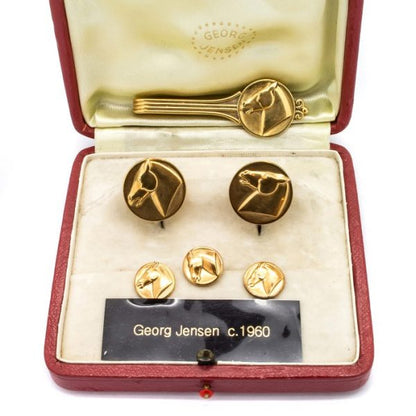 Georg Jensen 18ct Gold Horse Dress Set, Circa 1960