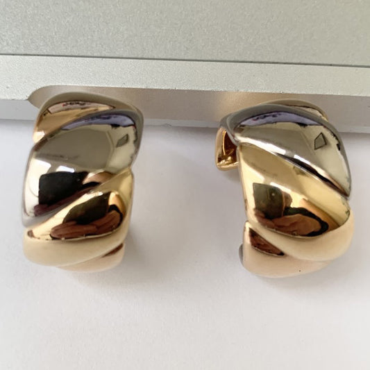 Vintage Cartier Bi Colour Gold Half Hoop Earrings