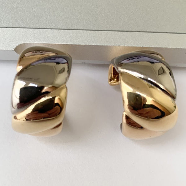 Vintage Cartier Bi Colour Gold Half Hoop Earrings