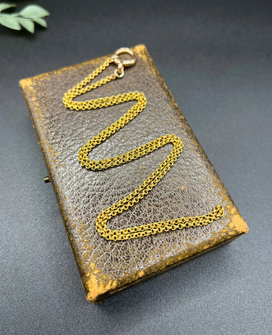 Antique 15 Carat Yellow Gold 21.5 Inch Rolo Link Chain Necklace, Circa 1900
