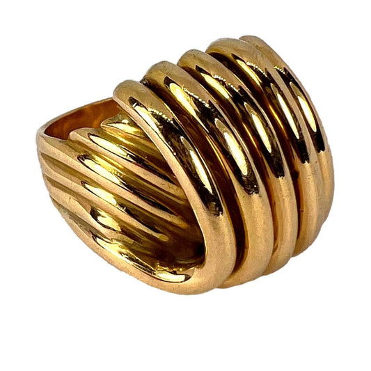 French Retro 18ct Yellow Gold Coiled Spring Ring