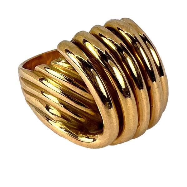 French Retro 18ct Yellow Gold Coiled Spring Ring