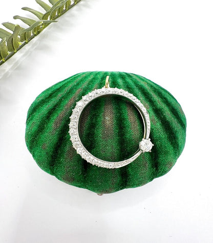 Antique Edwardian Diamond Crescent Moon Pendant In 18 Carat White Gold