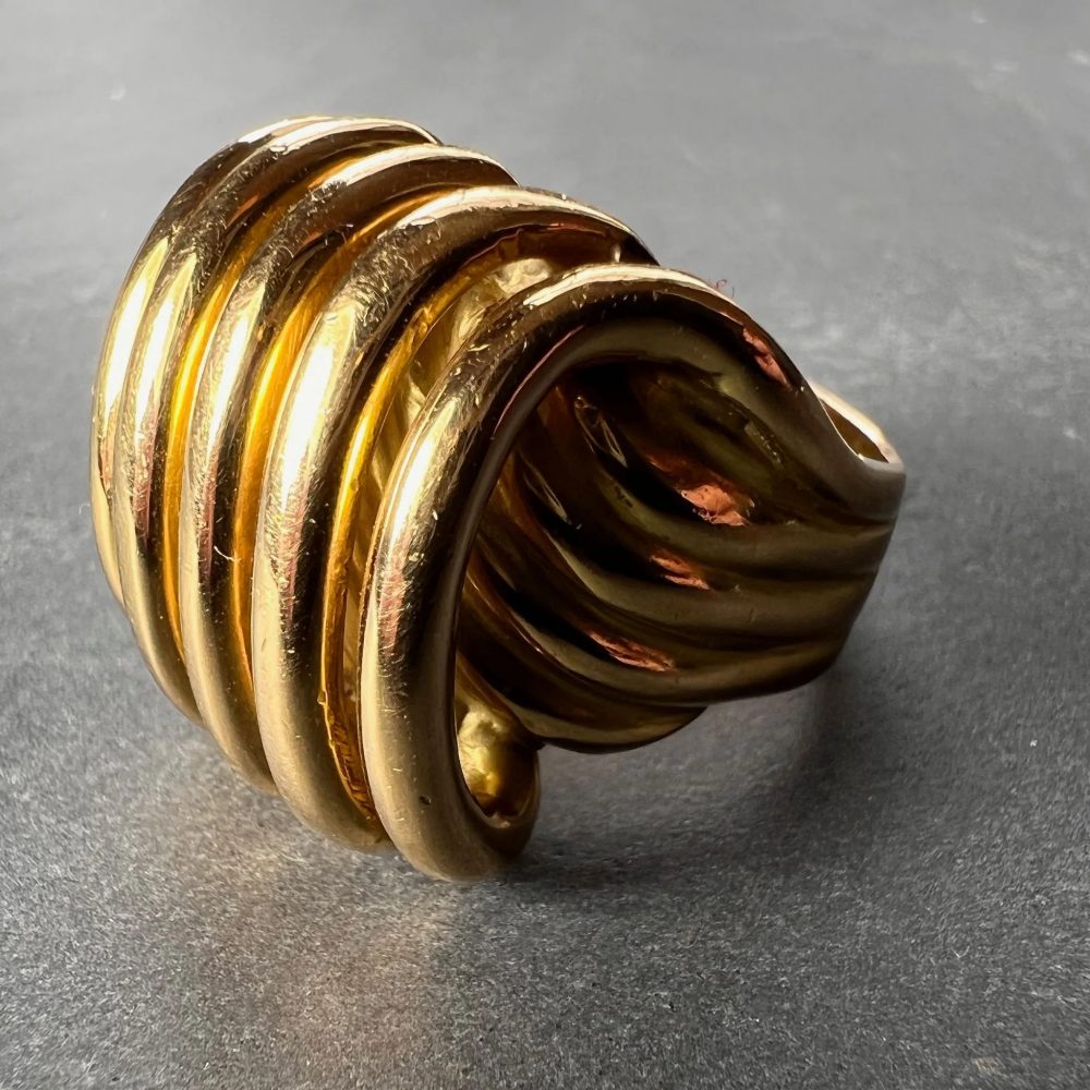French Retro 18ct Yellow Gold Coiled Spring Ring