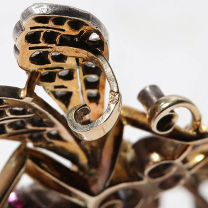 Antique Victorian Insect Brooch with Diamonds, Rubies and Sapphire