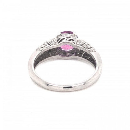 Pink Sapphire and Diamond Ring in Platinum, 1.57 carats