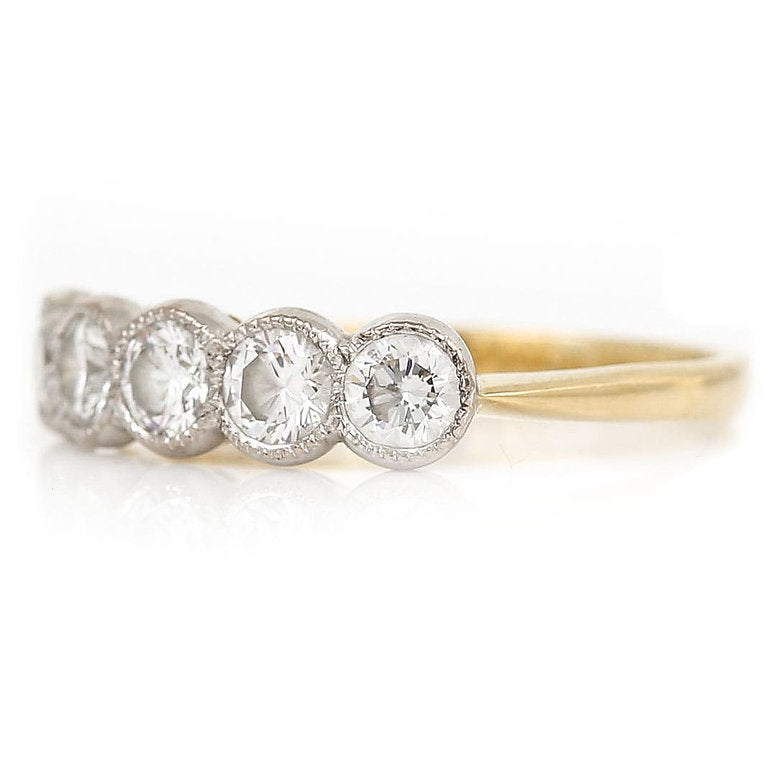 Vintage Diamond Five Stone Ring, 0.75 carat total