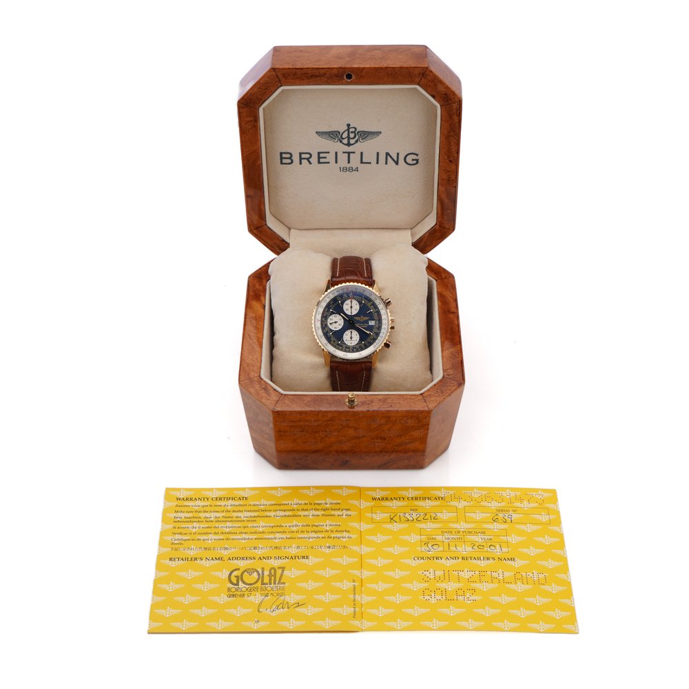 Breitling Navimeter 18ct Rose Gold Chronograph Automatic Watch with Box and Papers