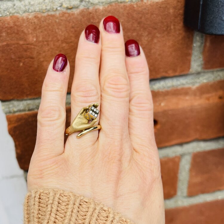 Carrera y Carrera for Cellini 18ct Gold Hand Ring with Diamond Dice