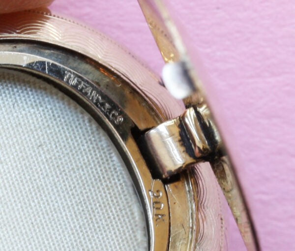 Antique Edwardian Tiffany and Co 20ct Gold Round Locket, set with 1.40cts old cut diamonds, Signed, Circa 1915