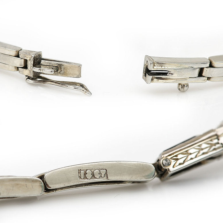 Art Deco 2ct Old Mine Cut Diamond and Onyx Bracelet