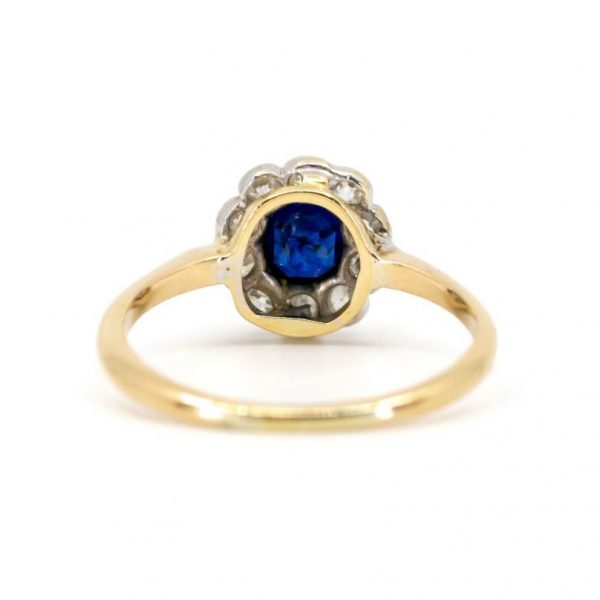 Antique Edwardian Sapphire and Diamond Flower Cluster Ring, 0.80cts