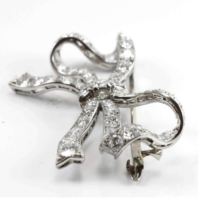 Vintage 7ct Diamond Bow Brooch